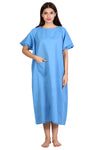 Women's sky blue patient gown – front