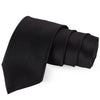 Solid Satin Formal Tie – Black – rolled side view