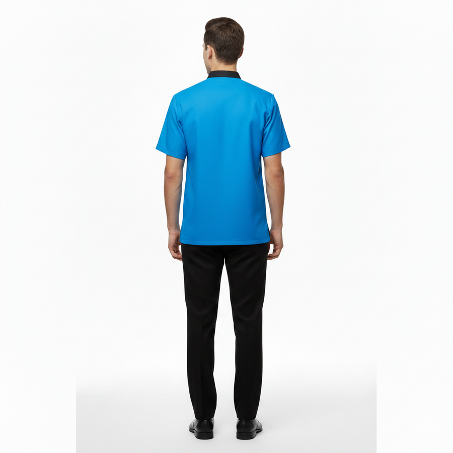 Half Sleeve Waiter Uniform – Azure Blue & Black - Right Sleeve