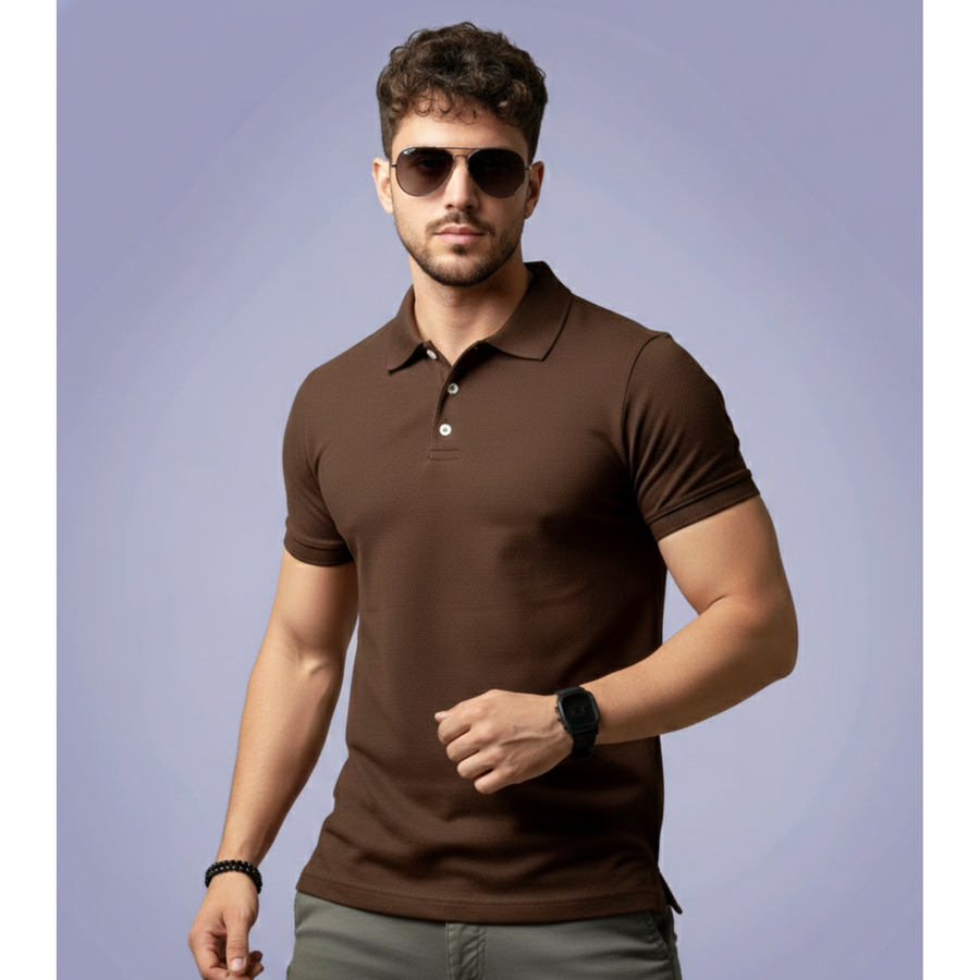 Dri-Fit Mars Polo T-Shirt – Brown - Front