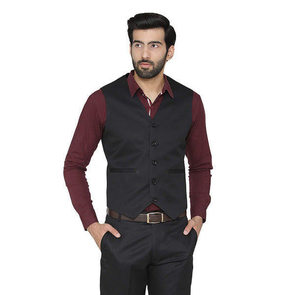 Men's Slim Fit TR Waistcoat – Black