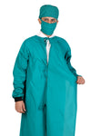 Men's Overlap OT Gown Set – Surgical Green, with Cap & Mask – inner ties and overlap