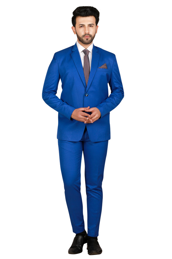 Men's royal blue slim fit formal blazer – view 1