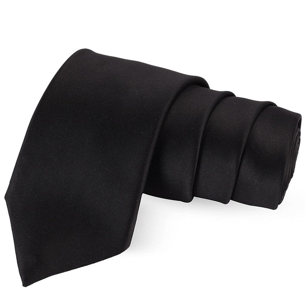 Solid Satin Formal Tie – Black