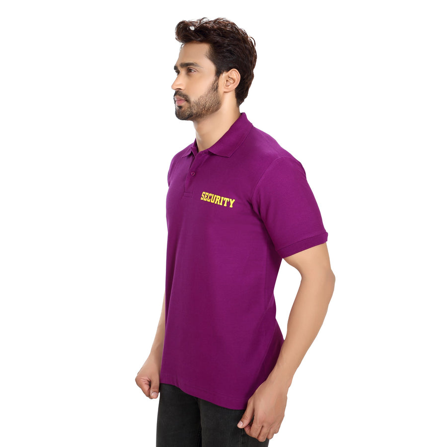 Security Polo T-Shirt – Purple - Left Sleeve