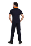Industrial Worker Uniform – Navy Blue with Orange Collar, Half Sleeve – back