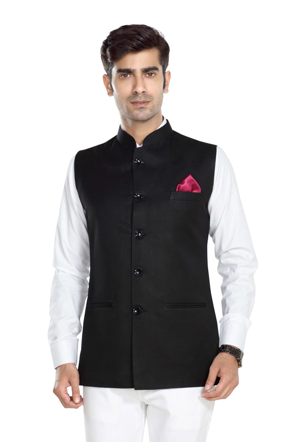 UNIFORMIC men's Black TR Nehru jacket – view 1