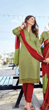 Olive green unstitched uniform suit set - D.No 6007-D