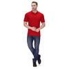 Red polo T-shirt (100% cotton) – full body view
