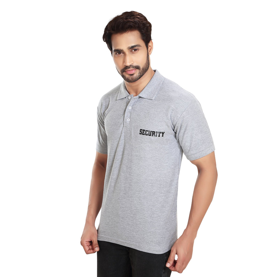 Security Polo T-Shirt – Grey Melange - Left Sleeve