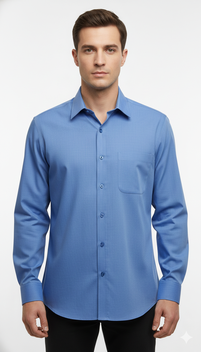 Men's Classic Formal Shirt – Blue Fil-a-Fil - Left Sleeve
