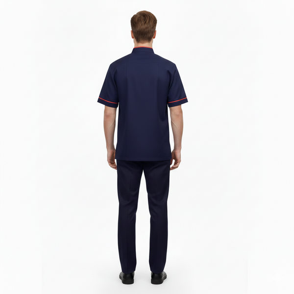 Half Sleeve Waiter Uniform – Navy Blue & Red – view 4