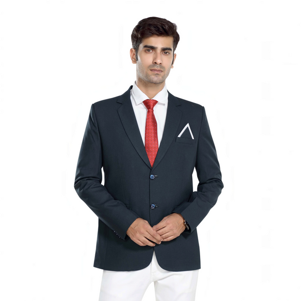 Men's metal blue slim fit formal blazer – view 2