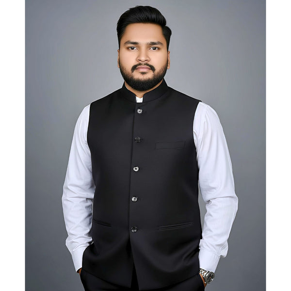 Mafatlal Trendz Nehru Jacket – Black (TMJ01)