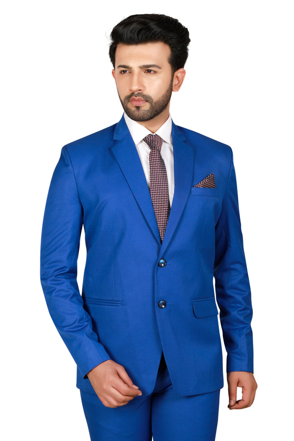 Men's royal blue slim fit formal blazer – view 2