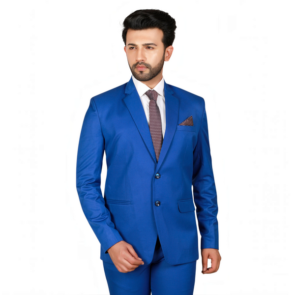 Men's royal blue slim fit formal blazer – view 2