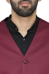 Men's wine maroon slim fit TR waistcoat – view 1