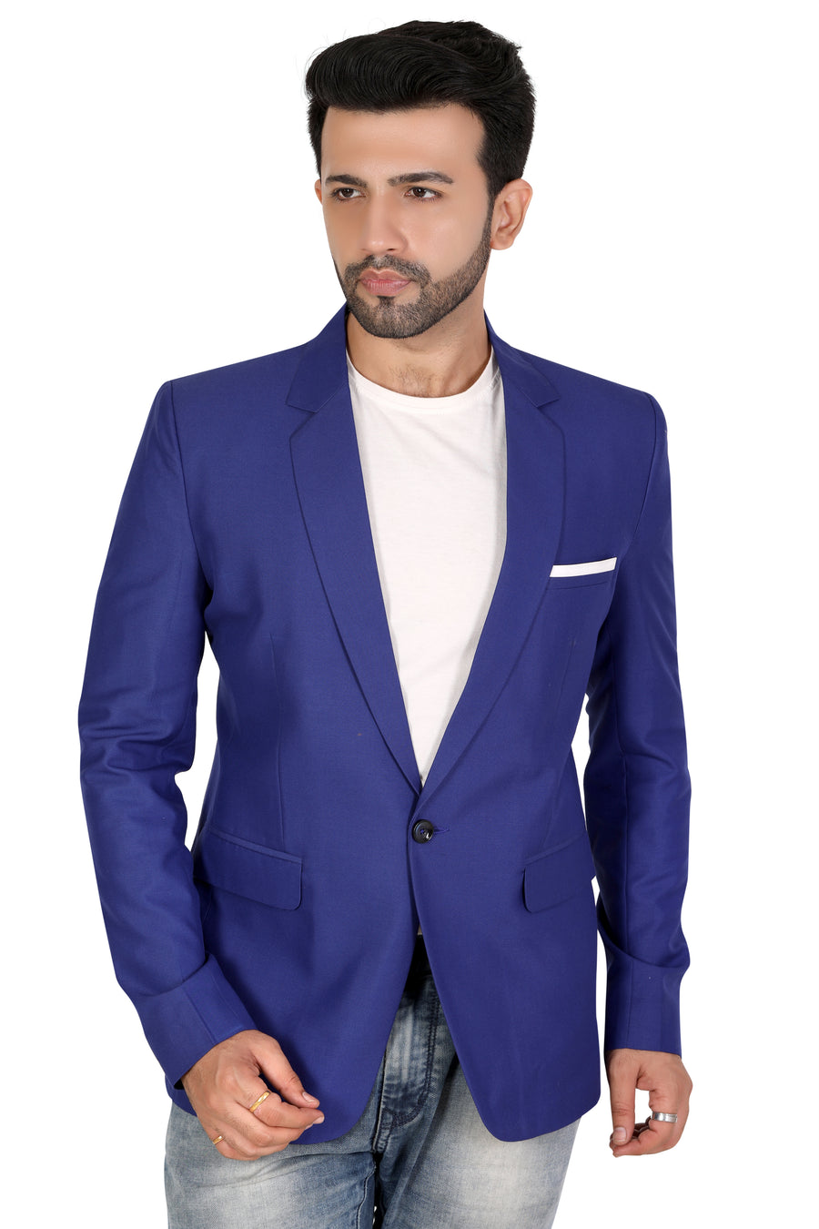 Men's Slim Fit TR Blazer – Royal Blue - Back