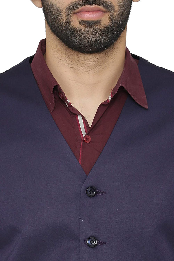 Men's navy blue slim fit TR waistcoat – view 1