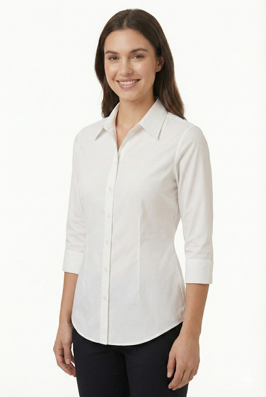Women's Lycra 3/4 Sleeve Formal Shirt – White - Right Sleeve