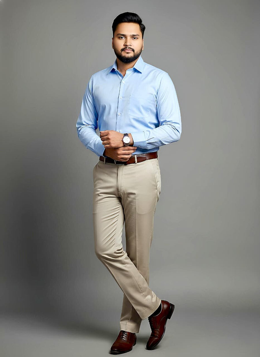 Men's Anti-Stain Formal Shirt – Surf Blue - Left Sleeve