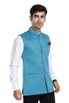 Men's Turquoise Blue TR Nehru jacket – view 3