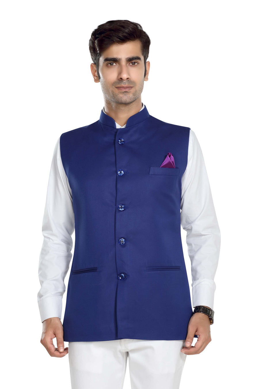 Men's TR Nehru Jacket – Royal Blue - Front