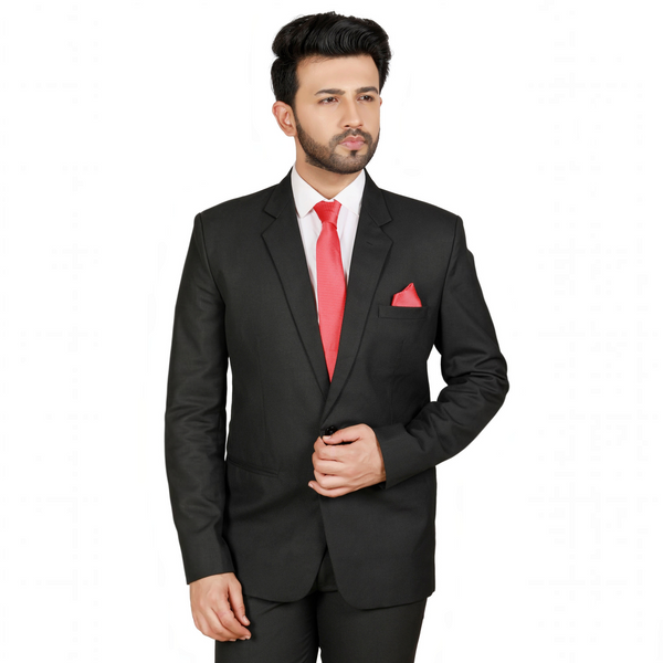 Men's black slim fit formal blazer – view 2