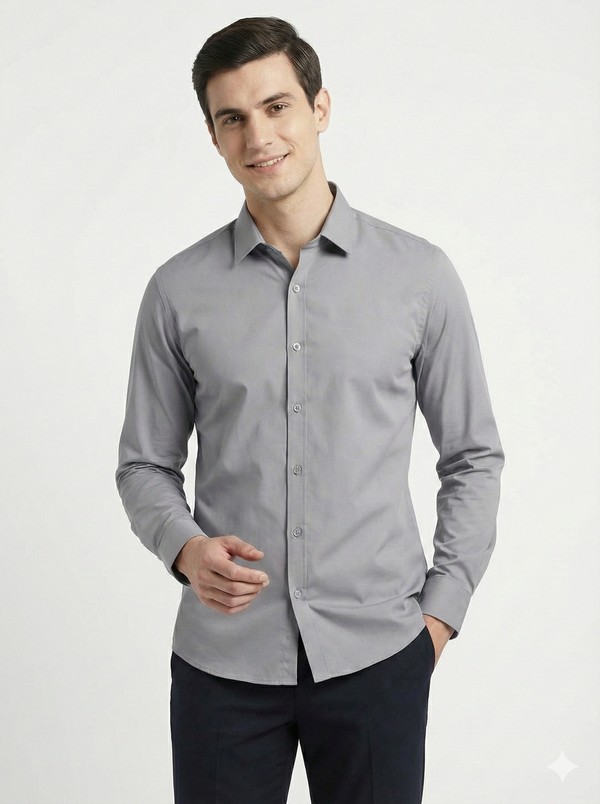 Men's Classic Formal Shirt – Light Grey – view 2
