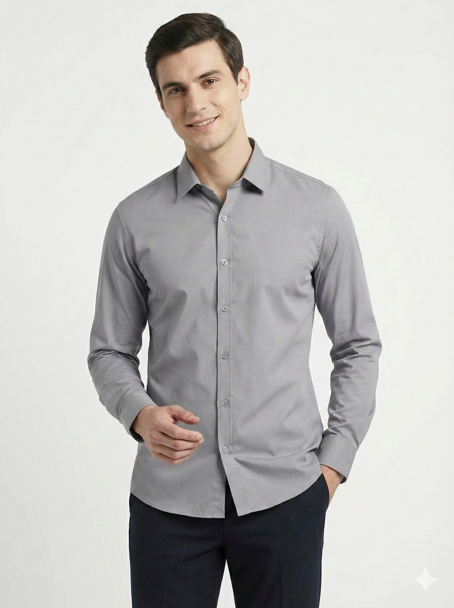 Men's Classic Formal Shirt – Light Grey - Back