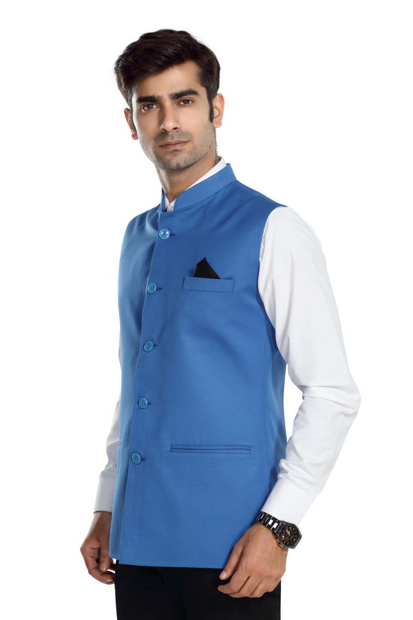 Men's Light Blue TR Nehru jacket – view 1