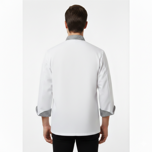 White & Black Checks chef coat – view 3