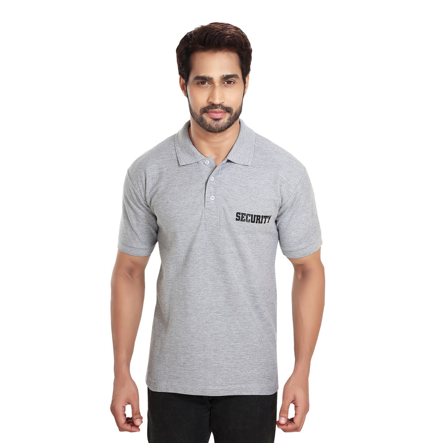 Security Polo T-Shirt – Grey Melange - Front