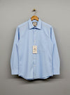 Surf blue men's anti-stain formal shirt on hanger