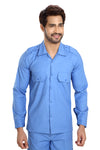 Industrial Worker Uniform – Sky Blue, Full Sleeve – shirt close-up