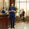 Half Sleeve Waiter Uniform – Navy Blue & Sky Blue – view 5