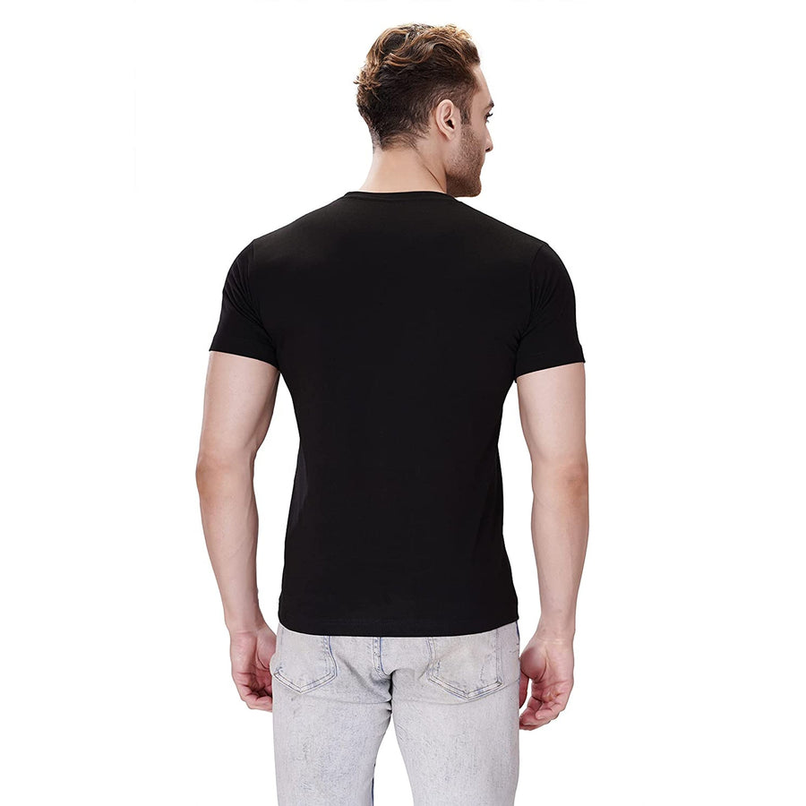 Security Round Neck T-Shirt – Black (Yellow Print) - Back