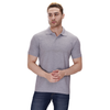 Grey Melange polo T-shirt (100% cotton) – front view