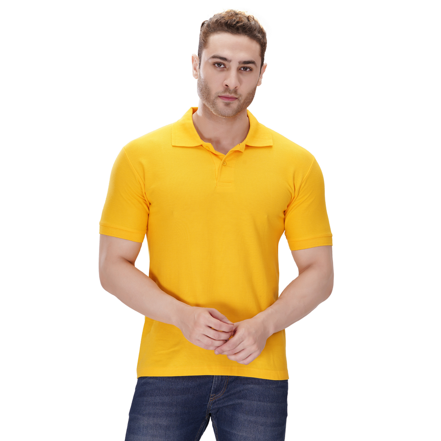 Cotton Polo T-Shirt – Yellow - Right Sleeve