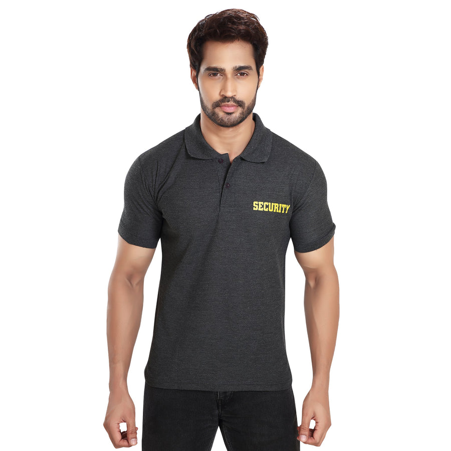 Security Polo T-Shirt – Charcoal Melange - Front