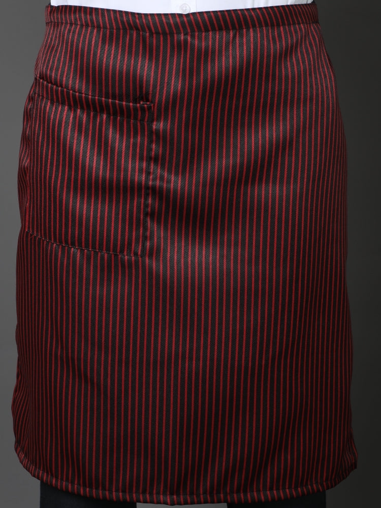 Half Service Apron – Maroon & Black Stripes - Right Sleeve