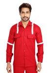 Boiler Pant Shirt Set – Red, Grey Reflective Tape – shirt close-up