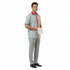 Half Sleeve Waiter Uniform – Grey & Red – view 1
