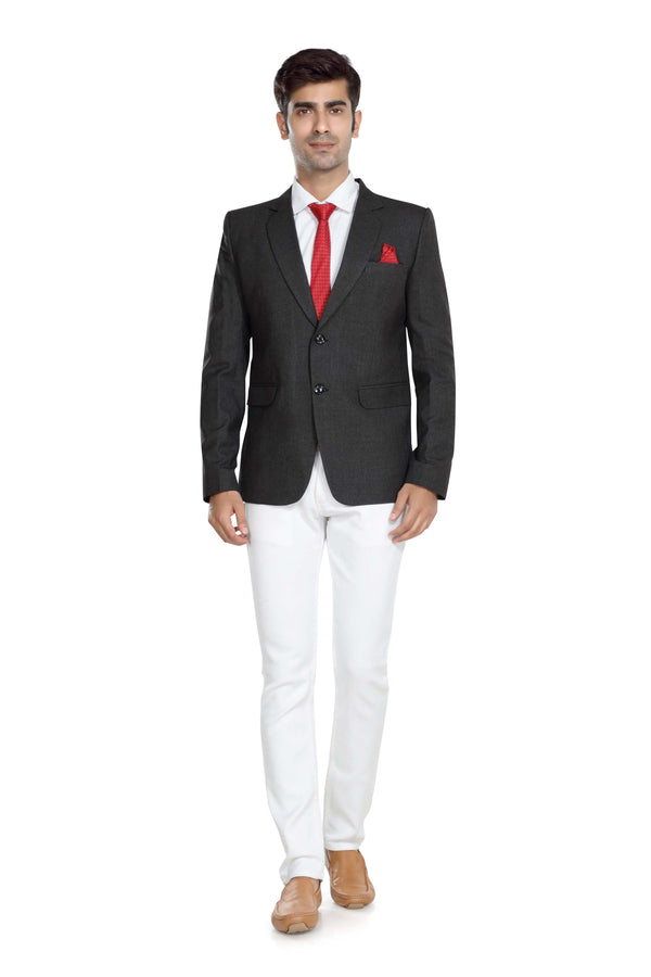 Men's charcoal grey slim fit formal blazer – view 2
