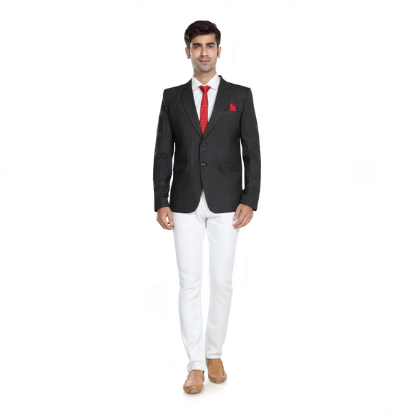 Men's charcoal grey slim fit formal blazer – view 2