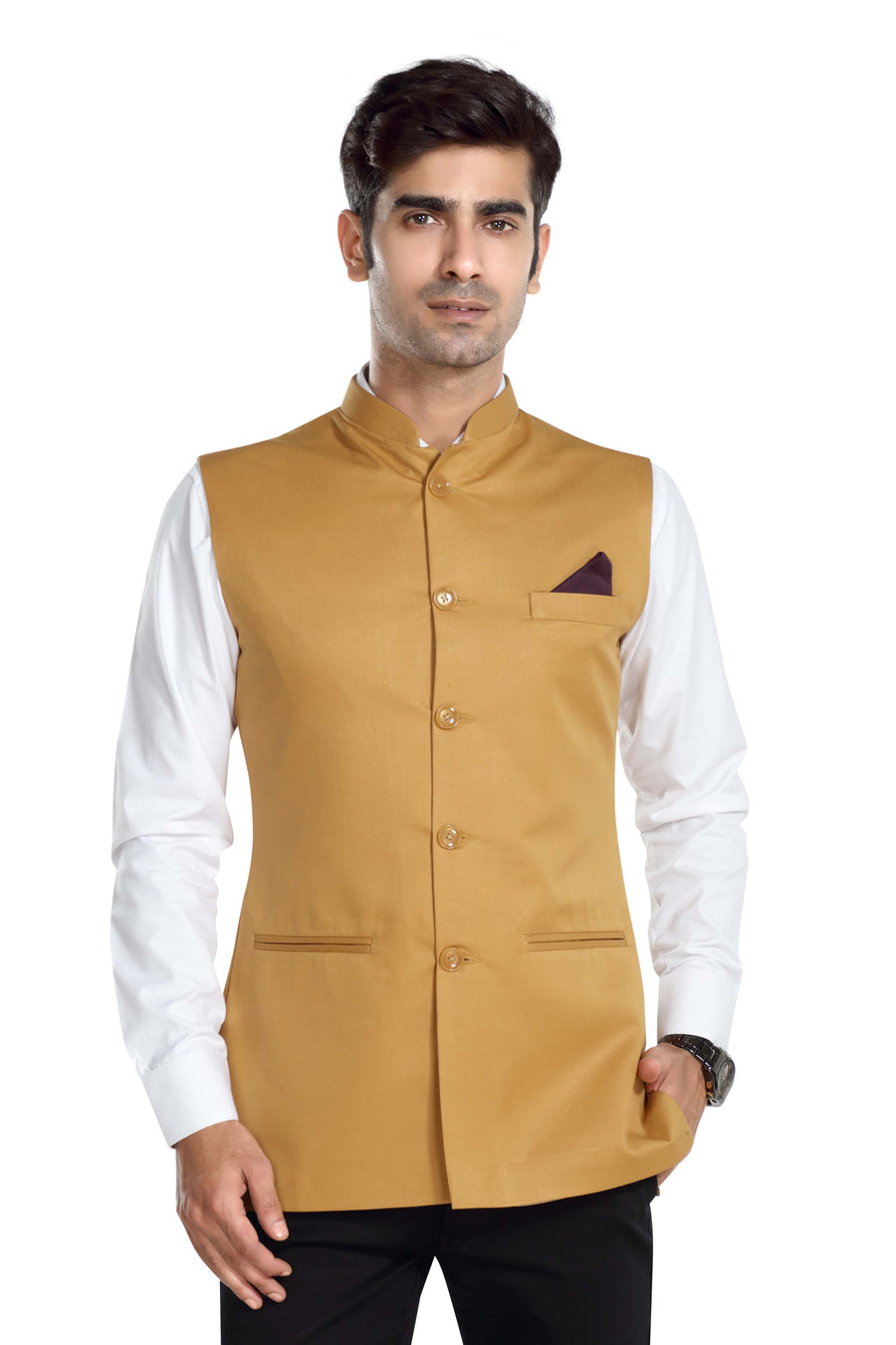 Men's TR Nehru Jacket – Mustard Yellow - Front