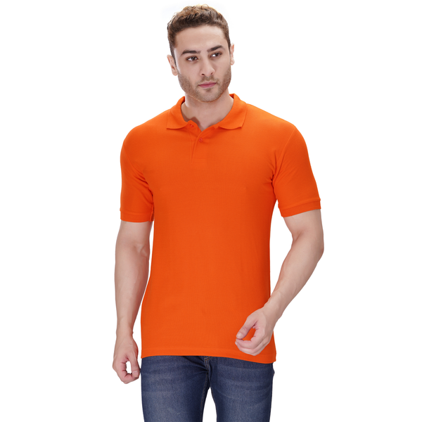 Orange polo T-shirt (100% cotton) – front view