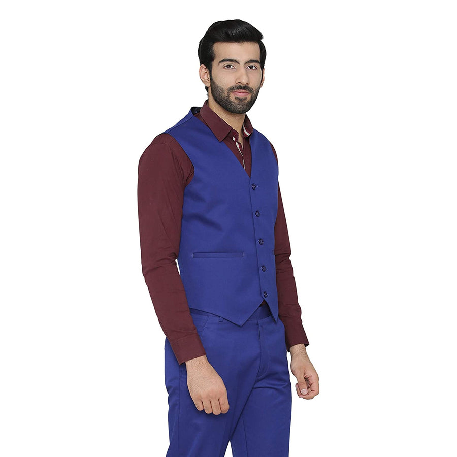 Men's Slim Fit TR Waistcoat – Royal Blue - Right Sleeve