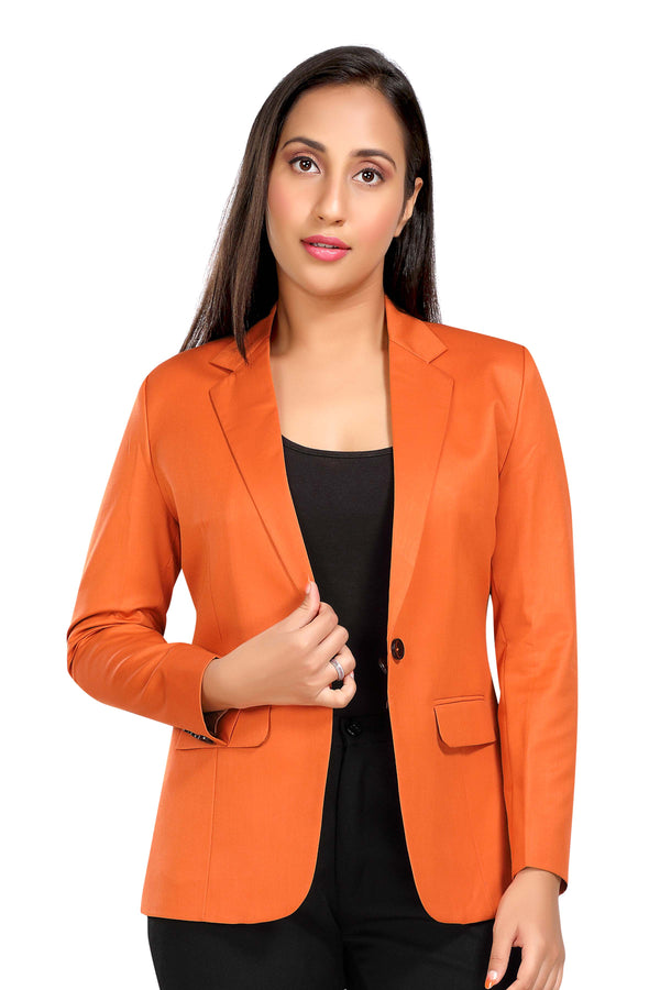 Women's slim fit TR blazer – Carrot Orange – view 2