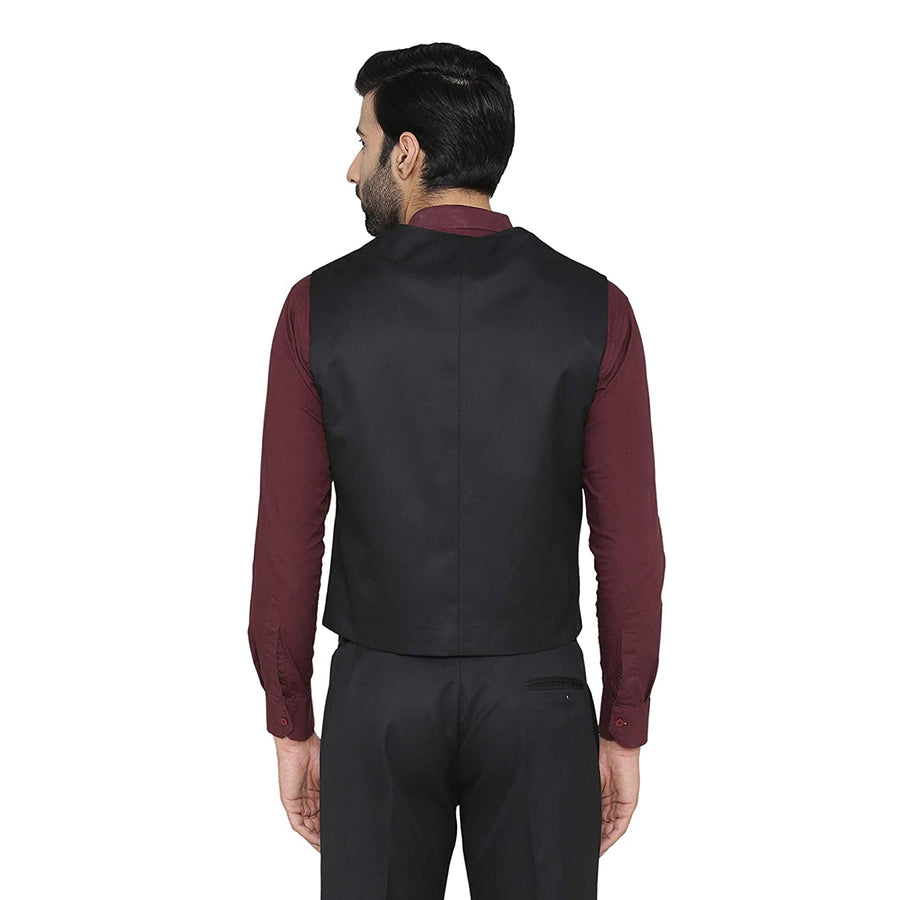 Men's Slim Fit TR Waistcoat – Black - Back